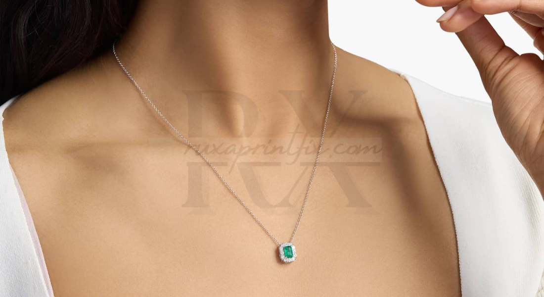 Blue Nile Emerald Diamond Necklace